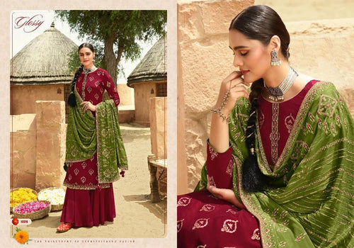 Multi Color Viscose Dola jacquard Indian women's salwar kameez with dupatta ready to wear