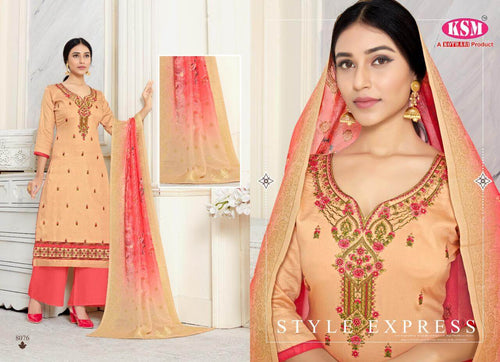 Multi Color Pure Jam Dyed Indian women's salwar kameez with dupatta ready to wear