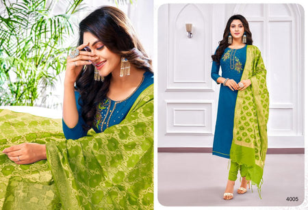 Blue Modal Silk Indian women's salwar kameez with dupatta ready to wear