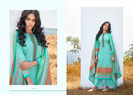 Aqua Pure Cambric Cotton Indian women's salwar kameez with dupatta ready to wear