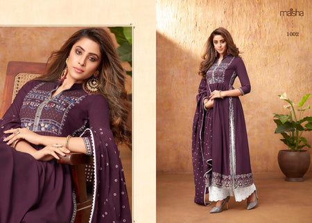 Purple Rayon Indian women's salwar kameez with dupatta ready to wear