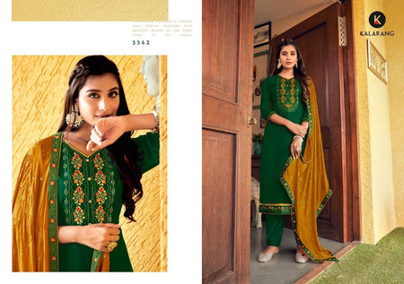 Green Parampara Silk Indian women's salwar kameez with dupatta ready to wear