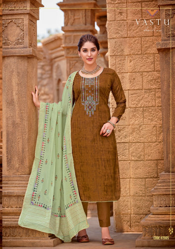 Multi Color Satin Cotton Indian women's salwar kameez with dupatta ready to wear
