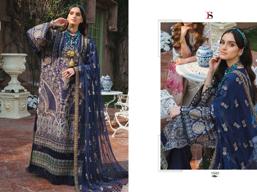 Blue Pure Cotton Indian women's salwar kameez with dupatta ready to wear
