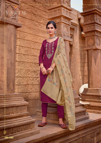 Multi Color Satin Cotton Indian women's salwar kameez with dupatta ready to wear
