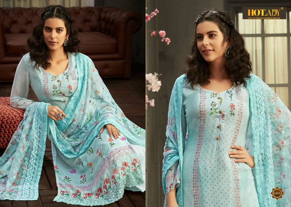 Aqua Fancy Fabric Indian women's salwar kameez with dupatta ready to wear