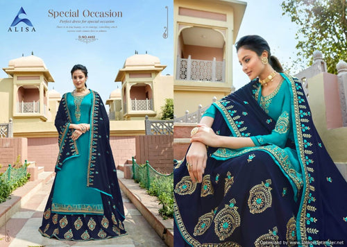 Multi Color Heavy Satin Georgette Indian women's salwar kameez with dupatta ready to wear