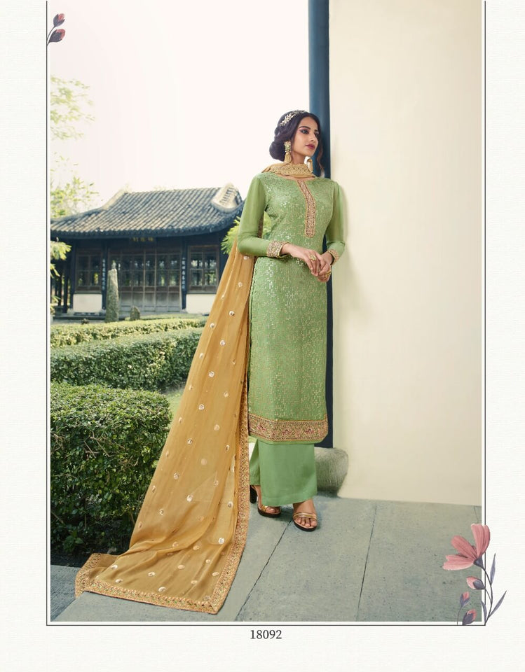 Green Pure Viscose Indian women's salwar kameez with dupatta ready to wear