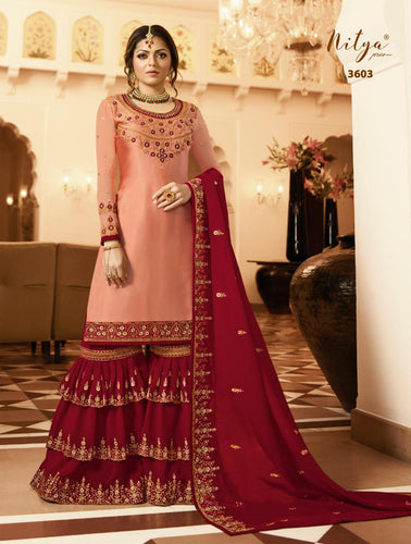 Pink Satin Georgette Indian women's salwar kameez with dupatta ready to wear