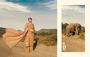 Gold Muslin Jacquard Indian women's salwar kameez with dupatta ready to wear