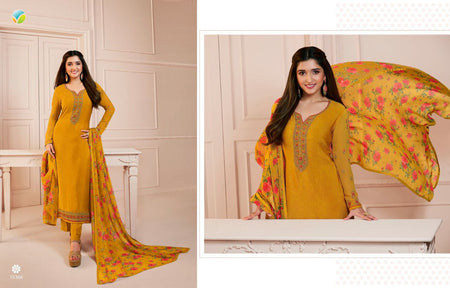 Gold Royal Crepe Indian women's salwar kameez with dupatta ready to wear