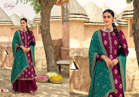 Purple Viscose Dola jacquard Indian women's salwar kameez with dupatta ready to wear