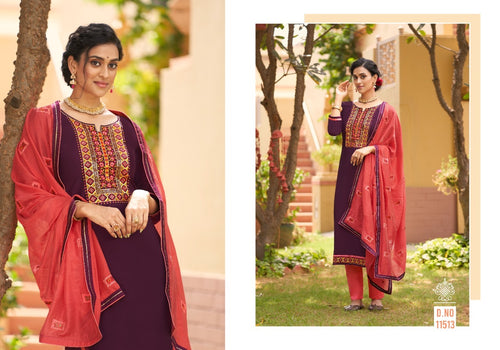 Purple Hevy Parampara Silk Indian women's salwar kameez with dupatta ready to wear