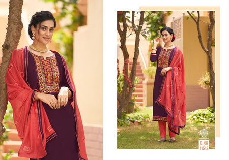 Purple Hevy Parampara Silk Indian women's salwar kameez with dupatta ready to wear
