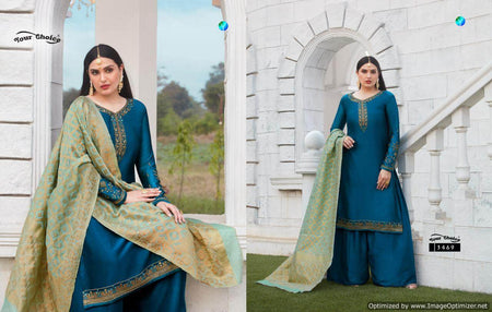 Multi Color Satin Georgette Indian women's salwar kameez with dupatta ready to wear