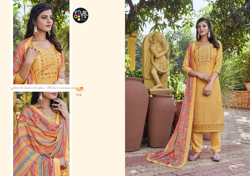Gold Muslin Indian women's salwar kameez with dupatta ready to wear