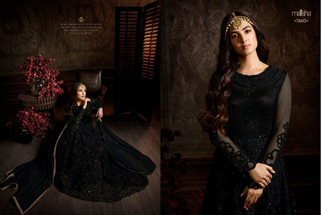 Black Net Indian women's salwar kameez with dupatta ready to wear