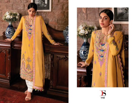 Gold Pure Cambric Cotton Indian women's salwar kameez with dupatta ready to wear