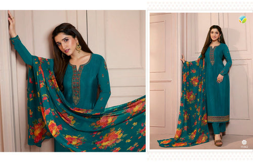 Multi Color Royal Crepe Indian women's salwar kameez with dupatta ready to wear
