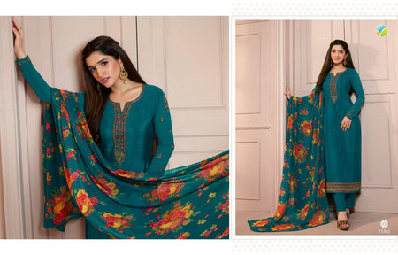 Multi Color Royal Crepe Indian women's salwar kameez with dupatta ready to wear