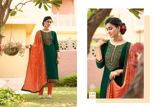 Green Hevy Parampara Silk Indian women's salwar kameez with dupatta ready to wear