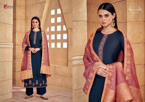 Blue Pure Viscose Maslin Indian women's salwar kameez with dupatta ready to wear
