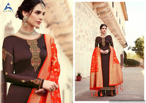 Multi Color Satin Georgette Indian women's salwar kameez with dupatta ready to wear