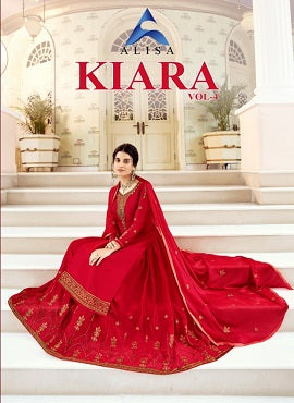 Red Satin Georgette Indian women's salwar kameez with dupatta ready to wear