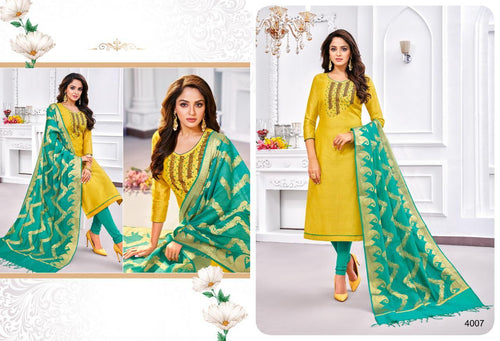 Gold Modal Silk Indian women's salwar kameez with dupatta ready to wear