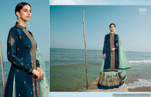 Blue Satin Georgette Indian women's salwar kameez with dupatta ready to wear