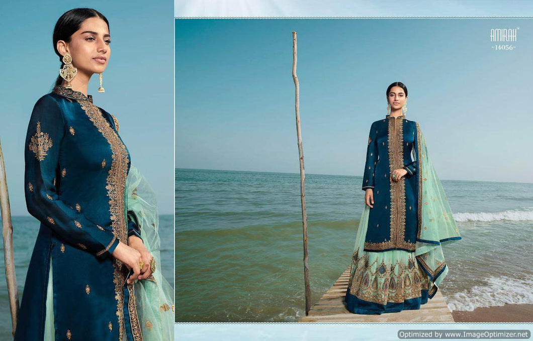 Blue Satin Georgette Indian women's salwar kameez with dupatta ready to wear