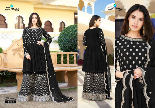 Black Blooming georgette  Indian women's salwar kameez with dupatta ready to wear