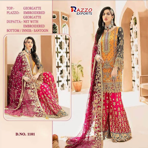 Multi Color Fox Georgette Indian women's salwar kameez with dupatta ready to wear