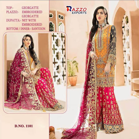 Multi Color Fox Georgette Indian women's salwar kameez with dupatta ready to wear