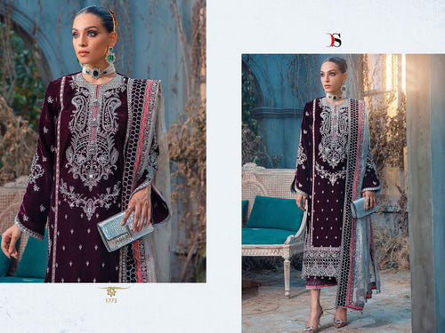 Purple Velvet Indian women's salwar kameez with dupatta ready to wear