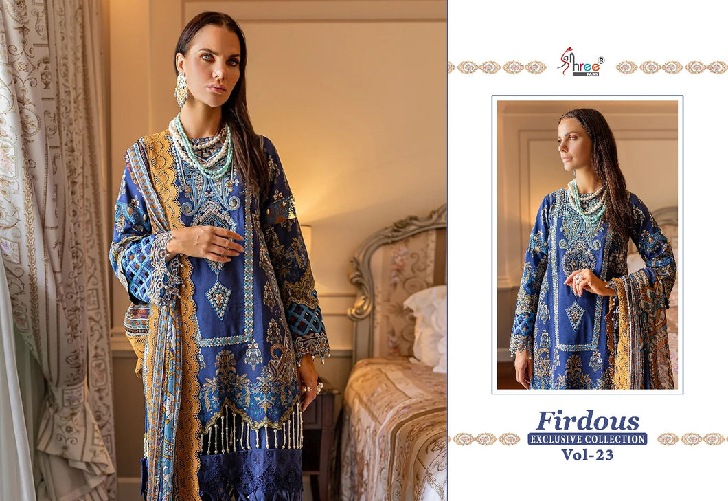 Blue Pure Cotton Indian women's salwar kameez with dupatta ready to wear