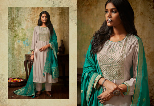 Multi Color Heavy Muslin Silk Indian women's salwar kameez with dupatta ready to wear