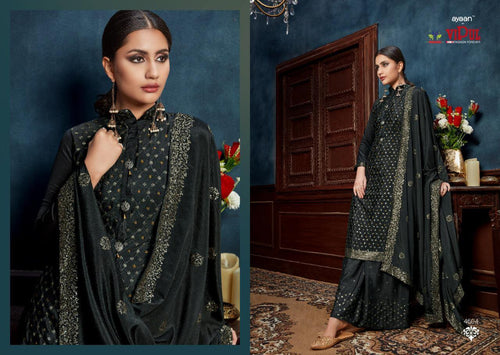 Black Chinon Indian women's salwar kameez with dupatta ready to wear
