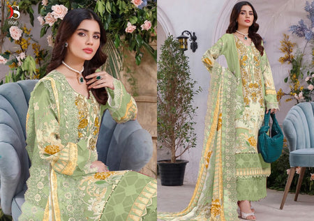 Green Pure Cotton Indian women's salwar kameez with dupatta ready to wear