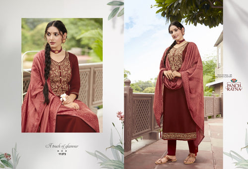 Brown Jam Silk Indian women's salwar kameez with dupatta ready to wear