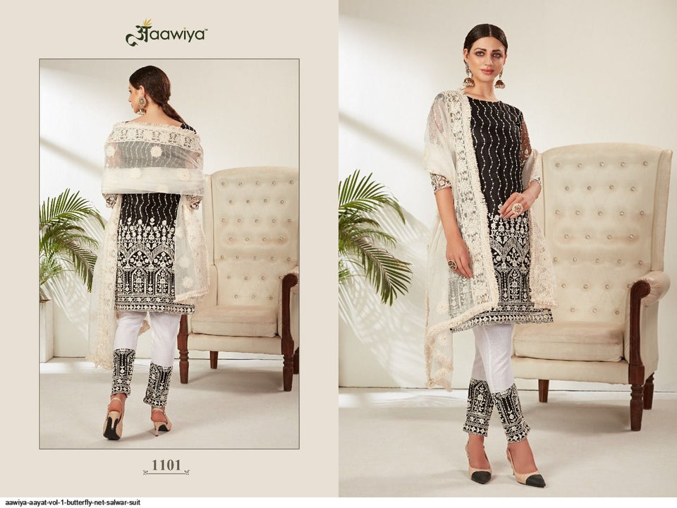 Black Butterfly Net Indian women's salwar kameez with dupatta ready to wear
