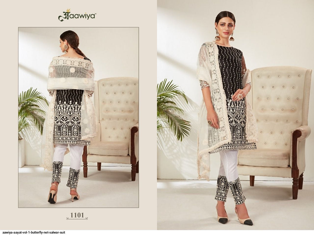 Black Butterfly Net Indian women's salwar kameez with dupatta ready to wear