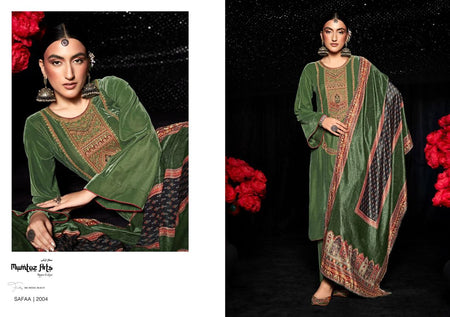 Green Velvet Indian women's salwar kameez with dupatta ready to wear