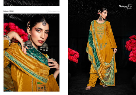 Gold Velvet Indian women's salwar kameez with dupatta ready to wear