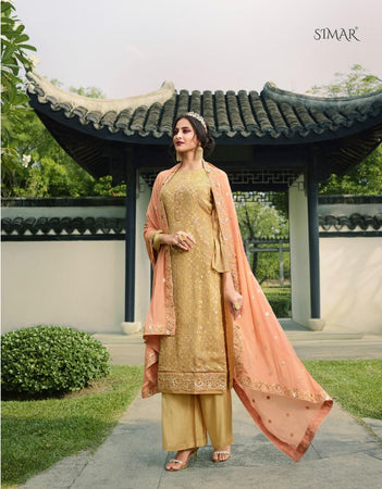 Gold Pure Viscose Indian women's salwar kameez with dupatta ready to wear