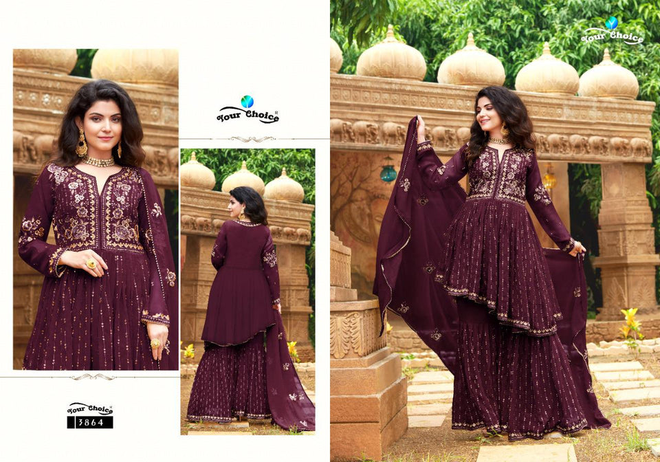 Purple Faux Georgette Indian women's salwar kameez with dupatta ready to wear
