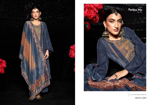 Blue Velvet Indian women's salwar kameez with dupatta ready to wear