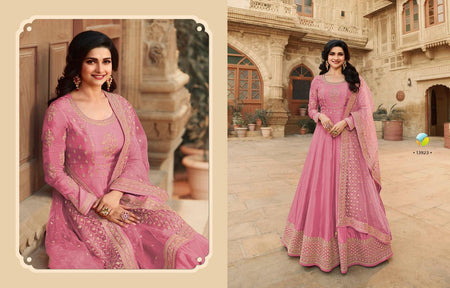 Multi Color Dola Silk Indian women's salwar kameez with dupatta ready to wear
