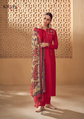 Red Crepe Indian women's salwar kameez with dupatta ready to wear