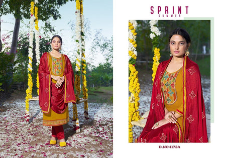 Multi Color Jam Satin Indian women's salwar kameez with dupatta ready to wear